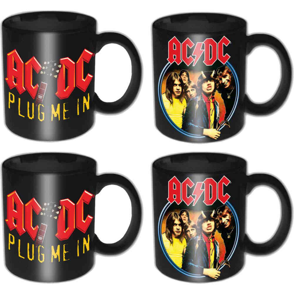 AC/DC - Devil Angus & Plug Me In Mug - Set of 4 - Black